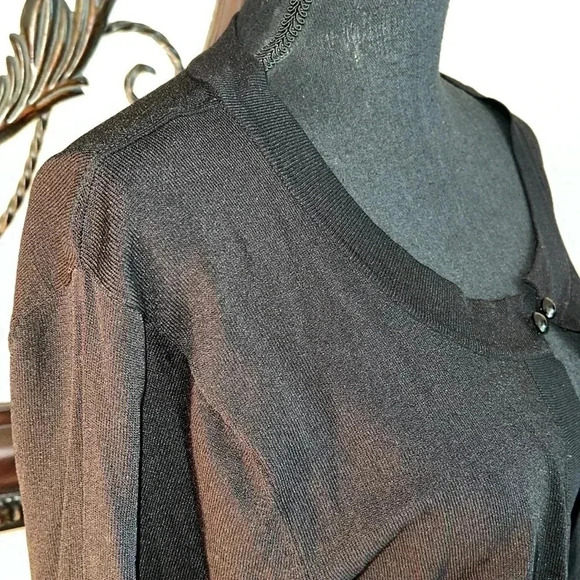 Jessica Howard Evenings Black Open Front Black Cropped Cardigan Sweater - Picture 8 of 8